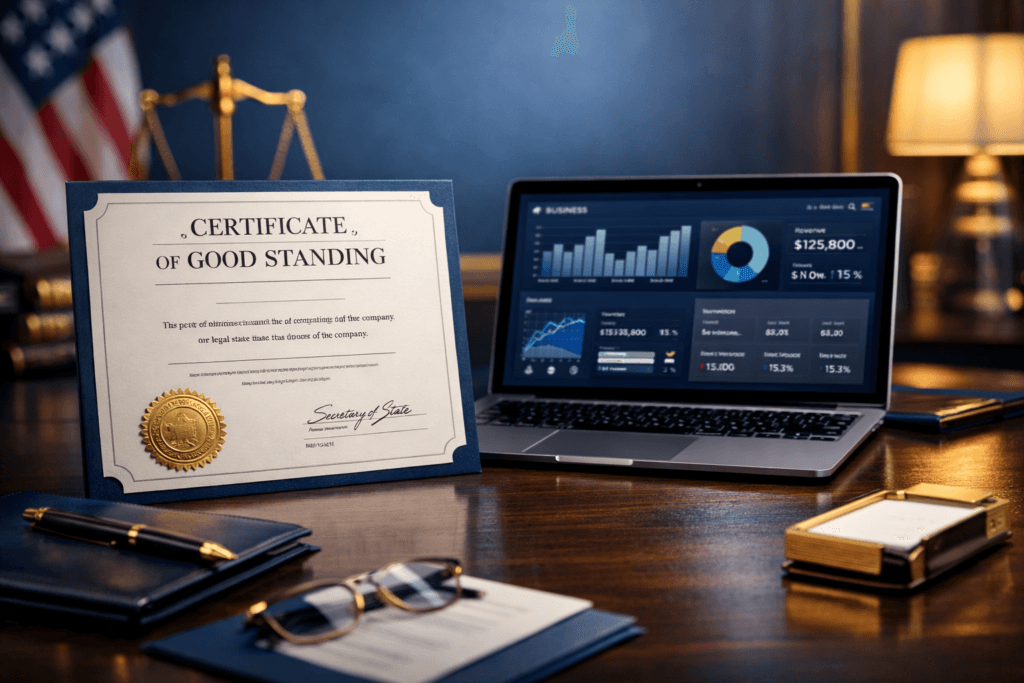 Certificate of Good Standing para banco y Amazon USA